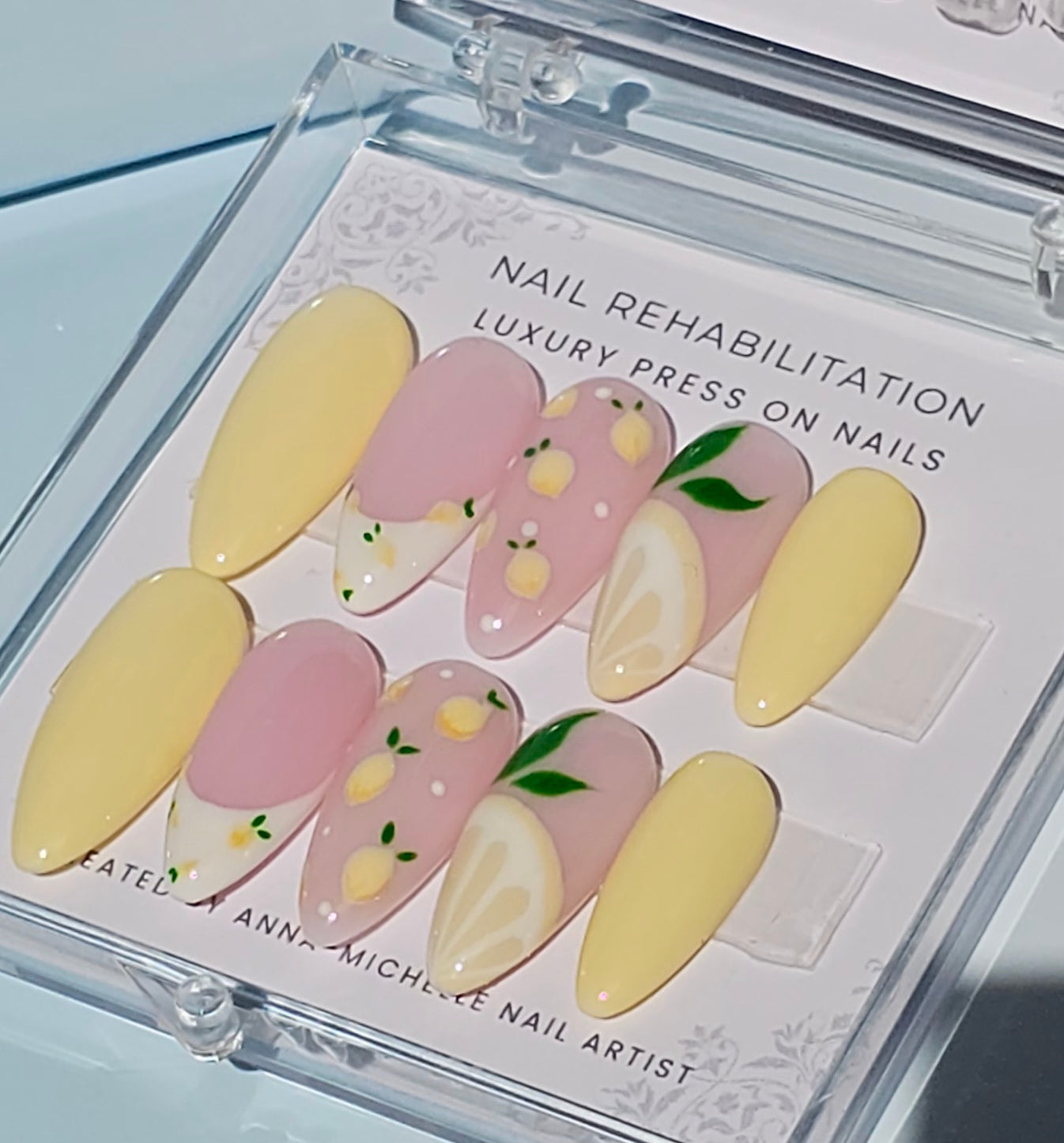 Lemon 🍋 press ons with matching toe nails