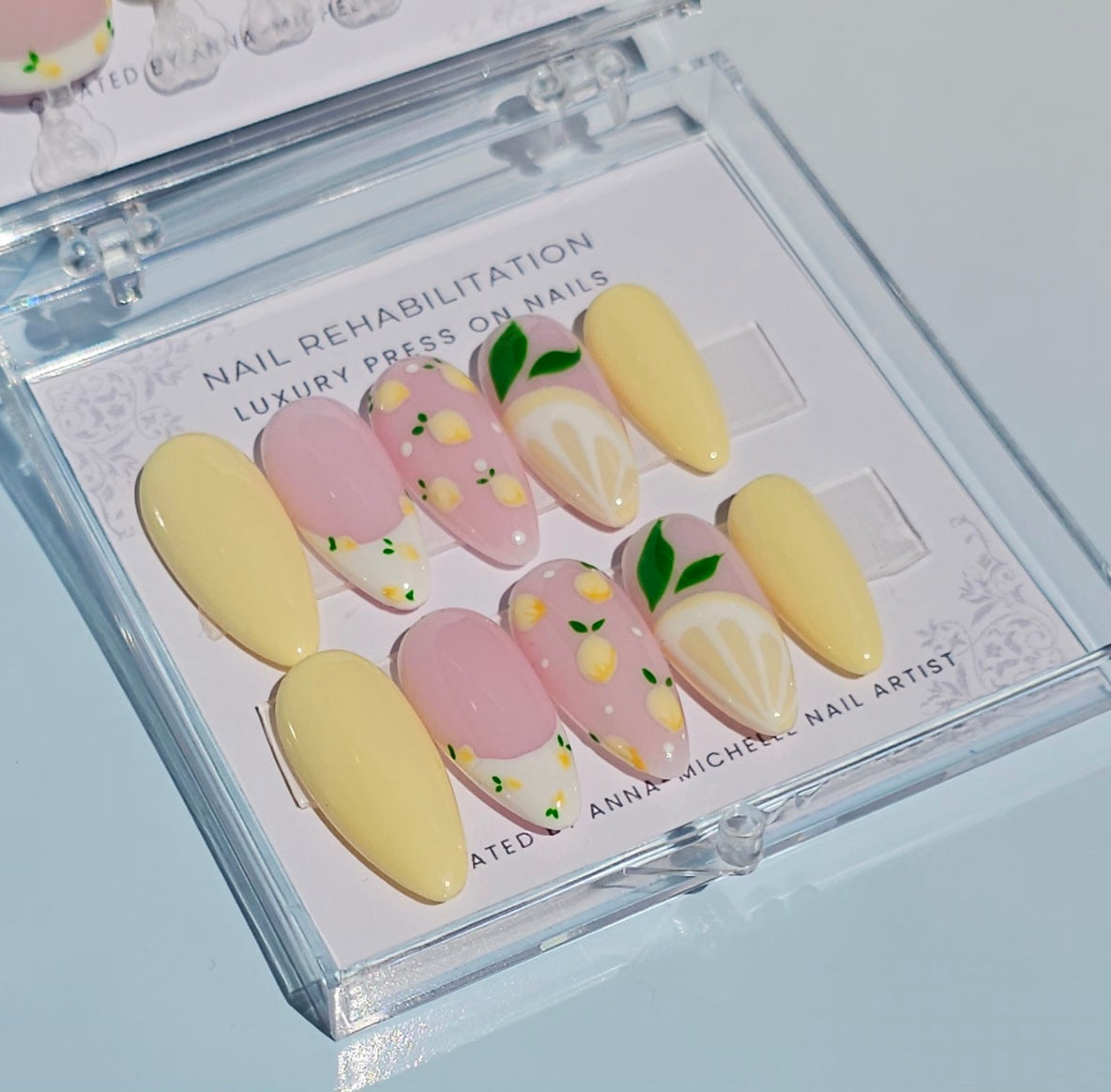 Lemon 🍋 press ons with matching toe nails