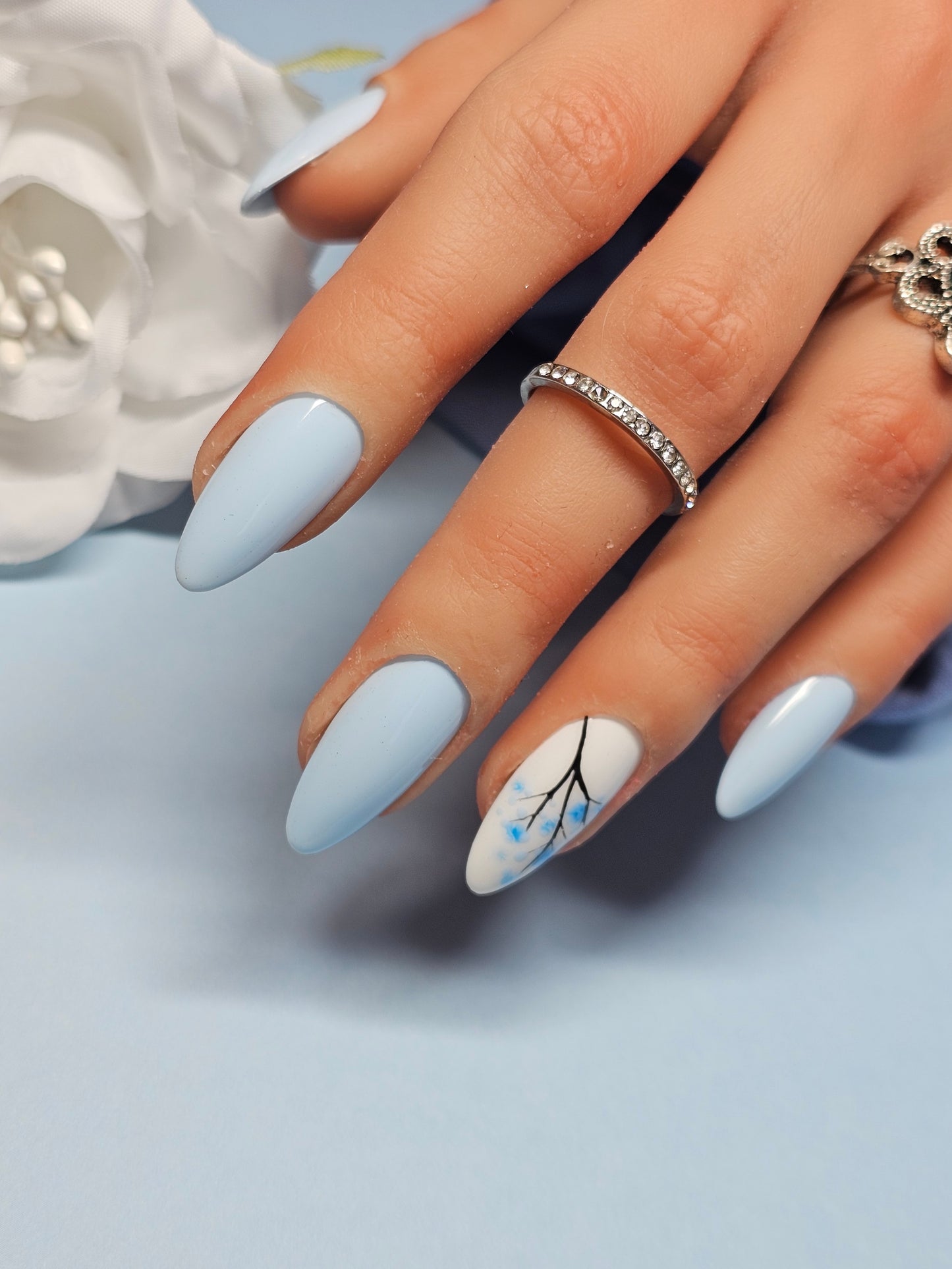 Blue Cherry Blossom 🌸 Nails