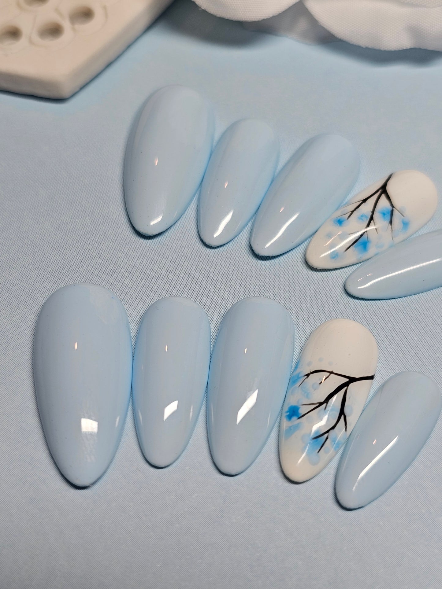 Blue Cherry Blossom 🌸 Nails