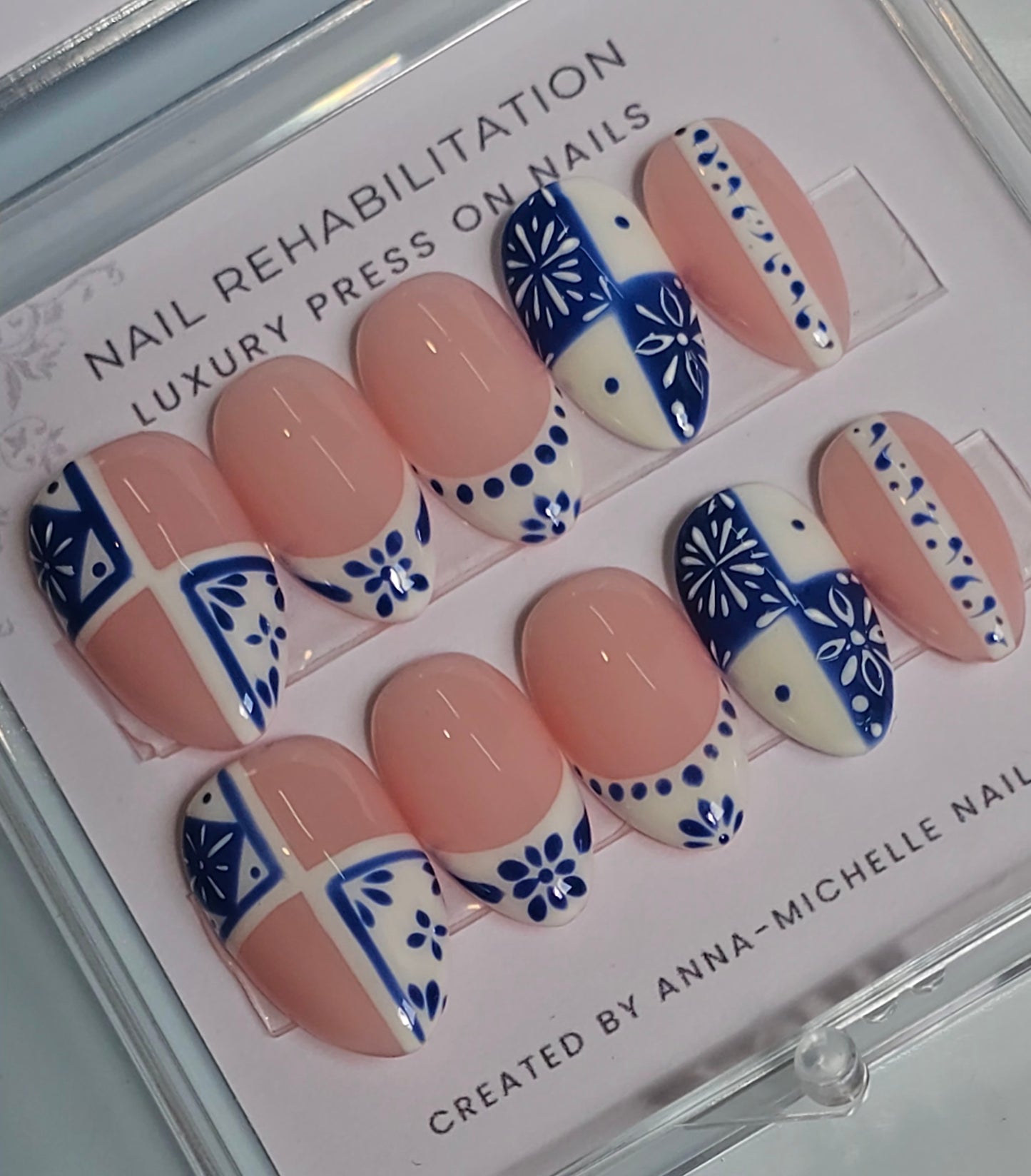 Morrocan tile press ons with matching toe nails