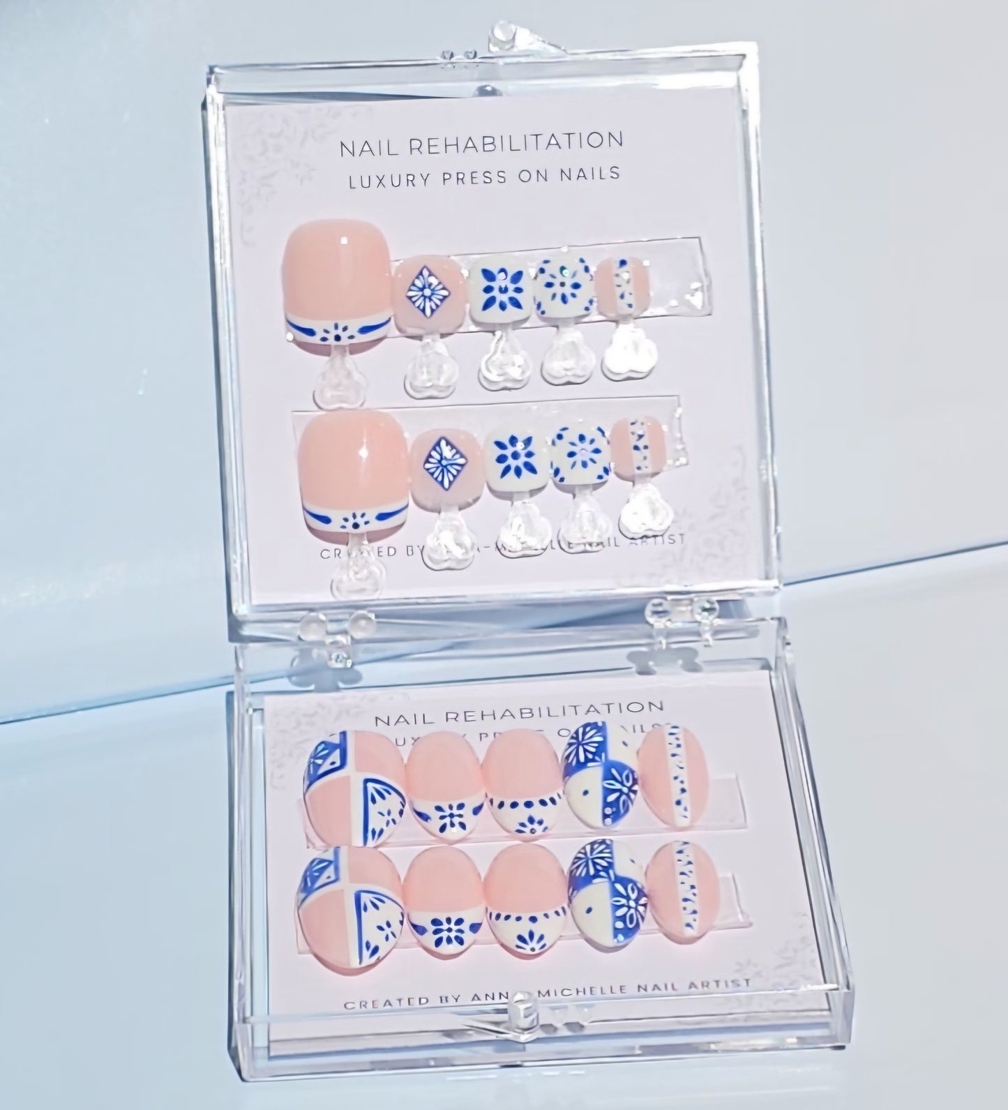 Morrocan tile press ons with matching toe nails