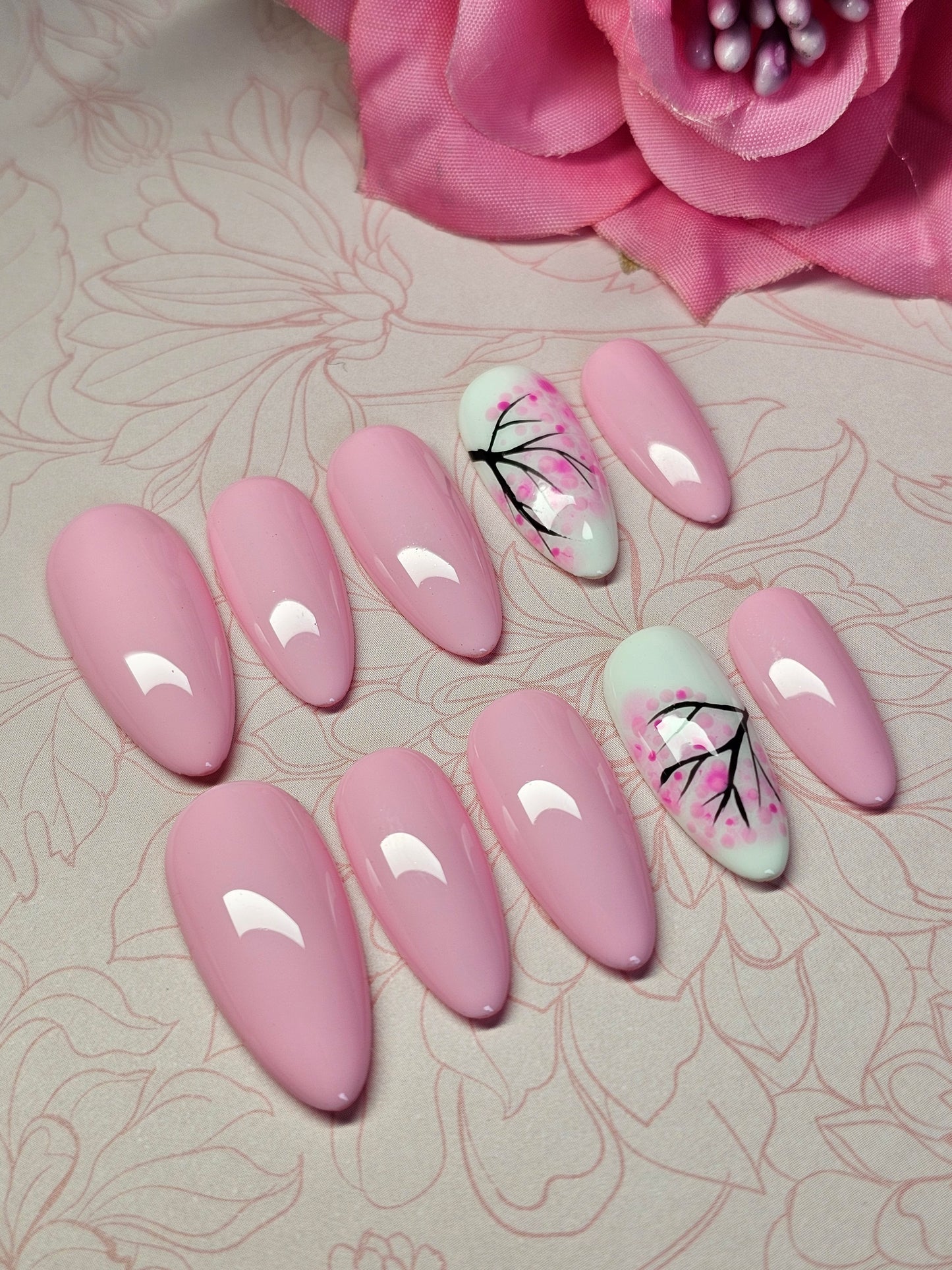 Pink Cherry Blossom 🌸 Nails