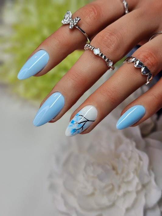 Blue Cherry Blossom 🌸 Nails