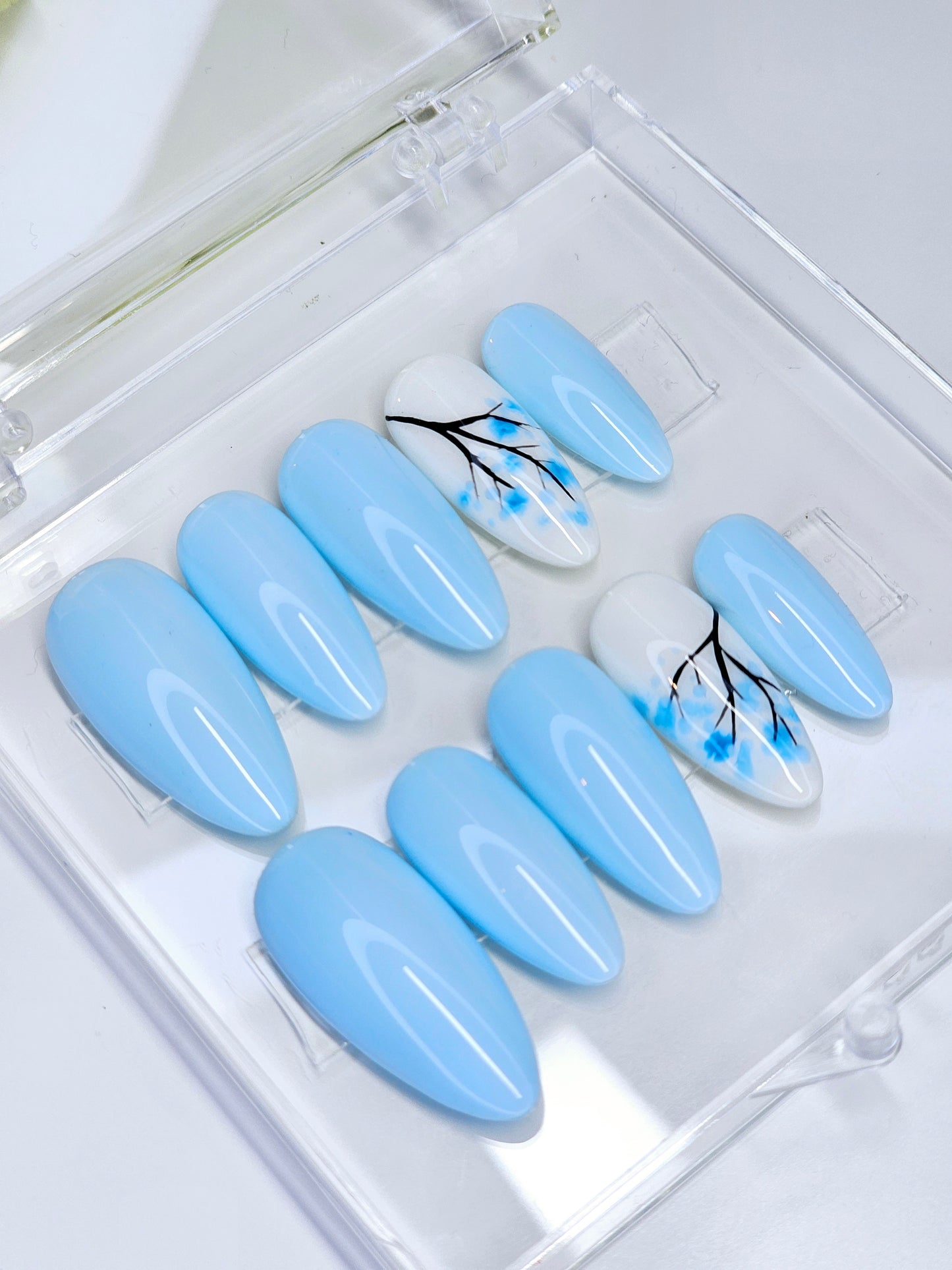 Blue Cherry Blossom 🌸 Nails